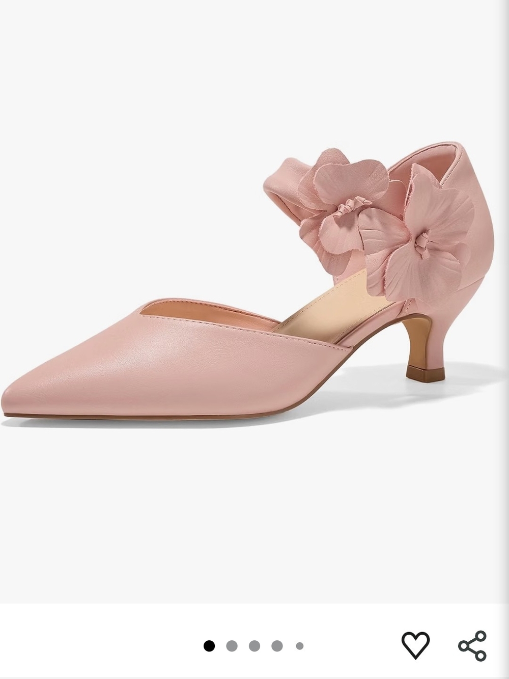 Women's Pink Floral Ankle-Strap Kitten Heel Pumps